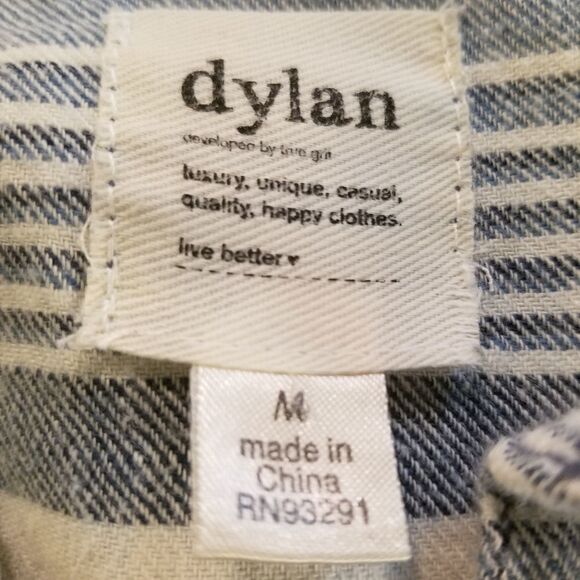 Dylan Blue Striped Button Up Shirt Size M - Picture 6 of 7